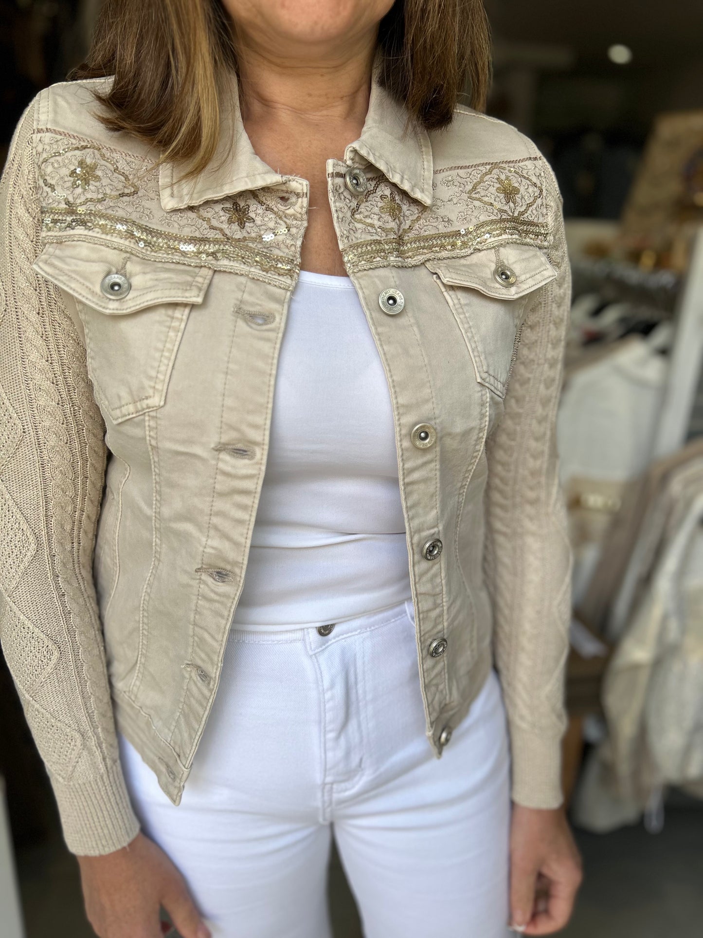 Veste en jeans bi matière