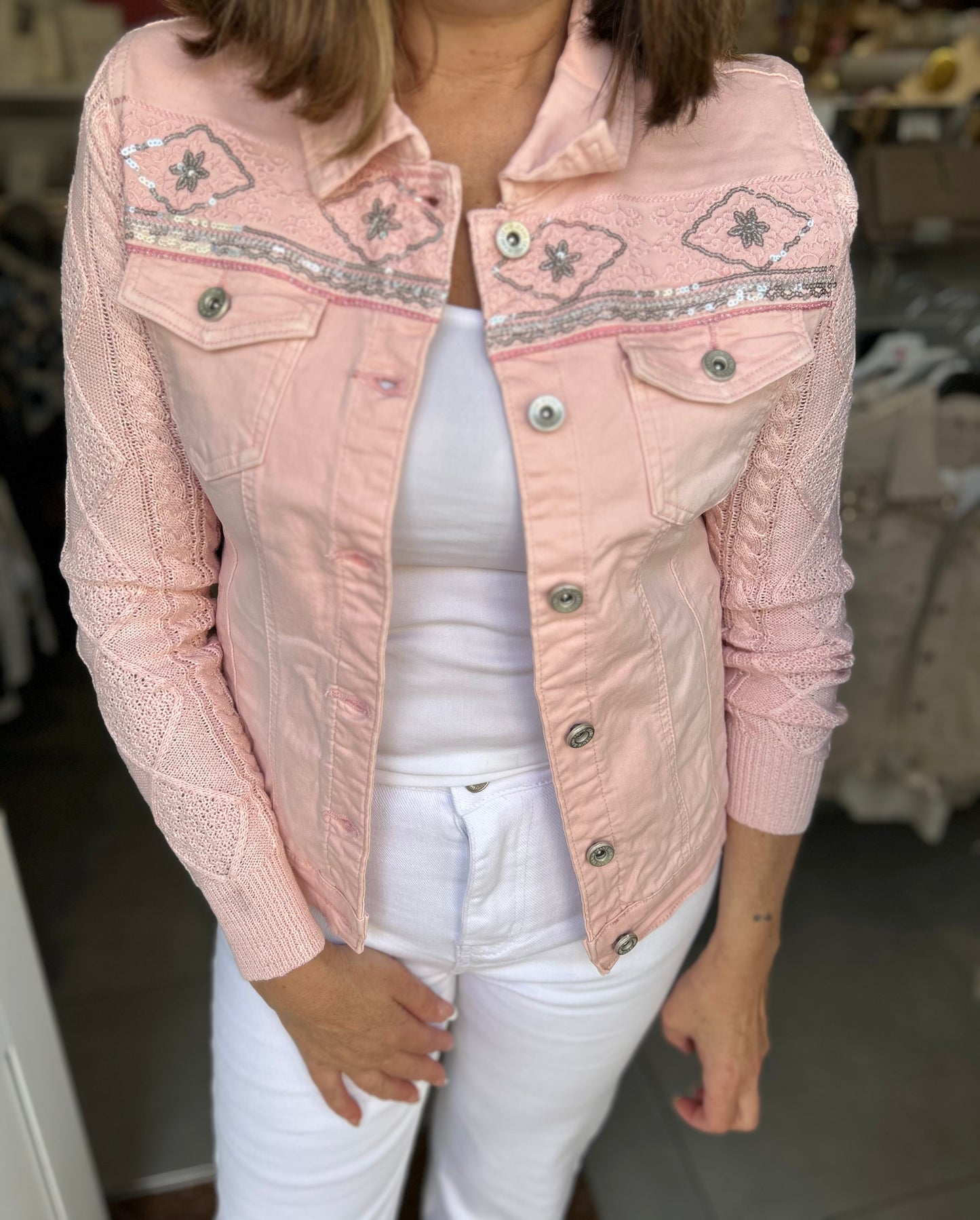 Veste en jeans bi matière