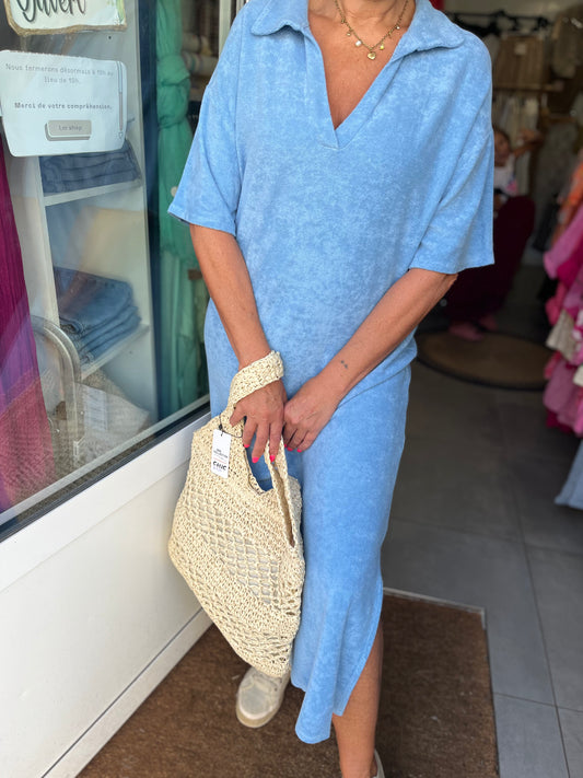 Robe éponge bleu ciel