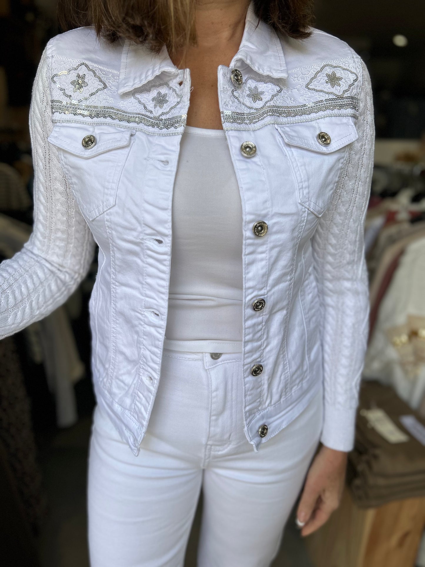 Veste en jean bi matière