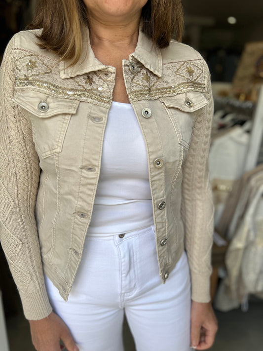 Veste en jeans bi matière