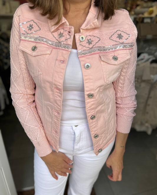 Veste en jeans bi matière