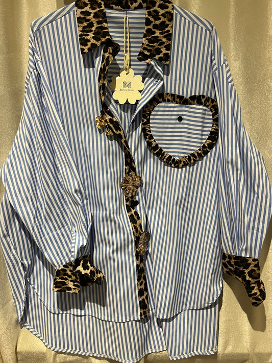 Chemise rayée léopard