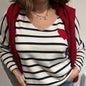 Pull rayée coeur